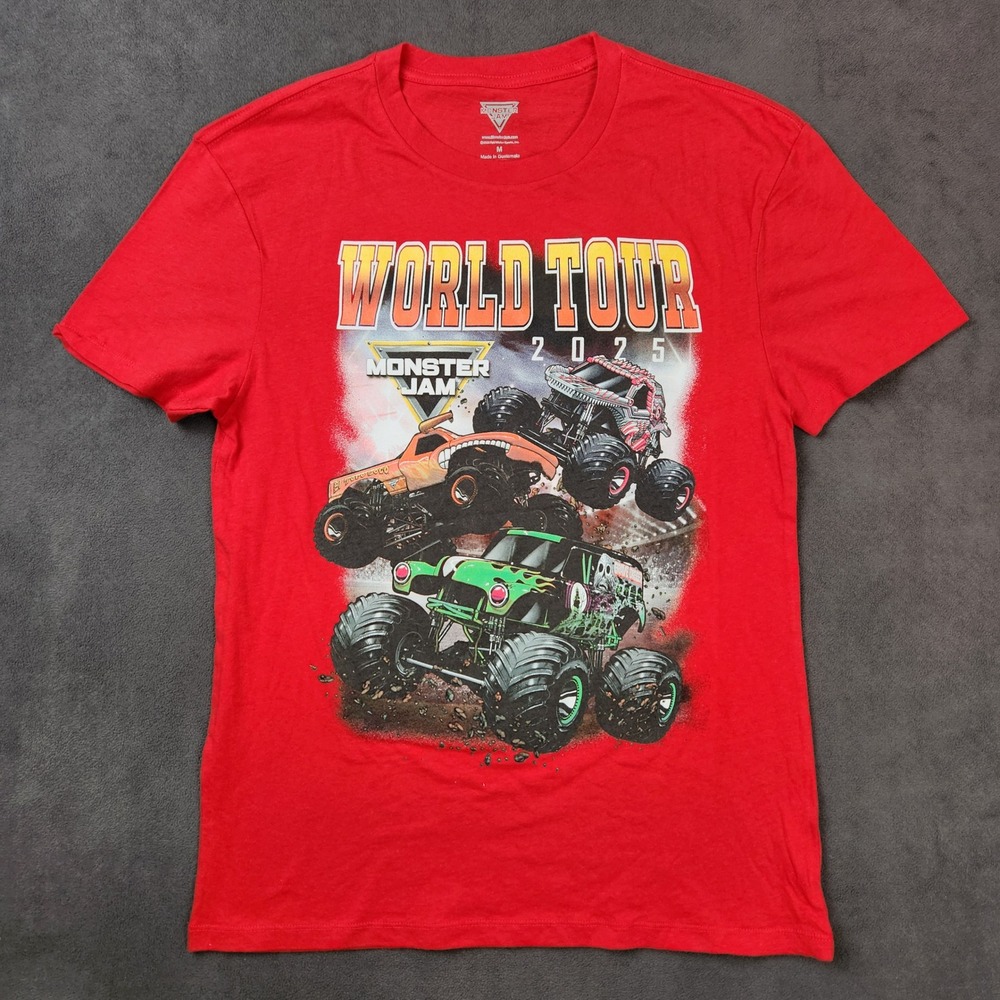 Monster Jam World Tour 2025 Shirt Mens‎ Medium Red Trucks Graphic Tee